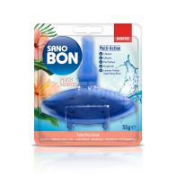 Odorizant solid pentru vasul toaletei, SANO Bon Blue 5 in 1 - Piersica