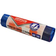 Saci menaj premium 60L, cu snur, 57 x 72cm, 17 microni, 10buc/rola, Office Products - albastri