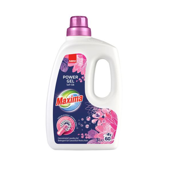 Detergent lichid rufe Sano Maxima Power Gel Soft Silk, 3 litri