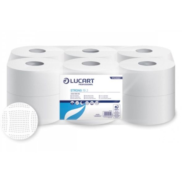Hartie igienica mini jumbo 19 J Plus, 2 str, celuloza alba, Lucart Strong, 170 metri