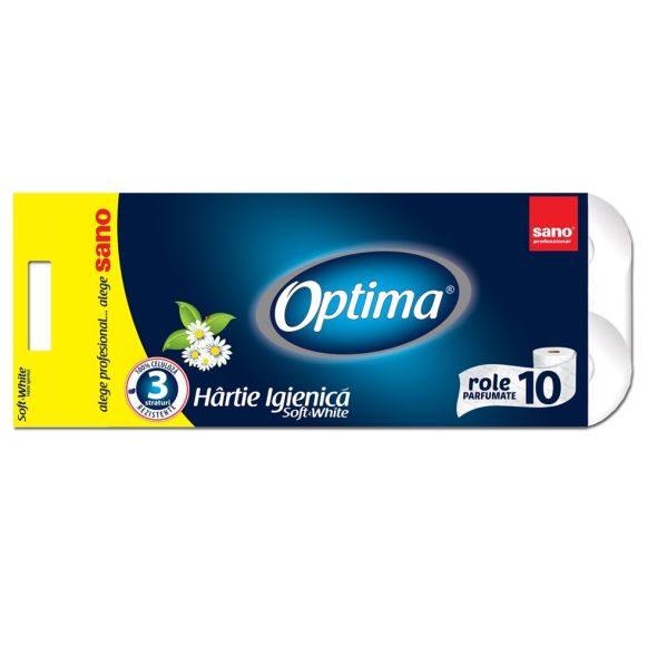 Hartie igienica 3 straturi, parfumata, 10 role/set, SANO Optima
