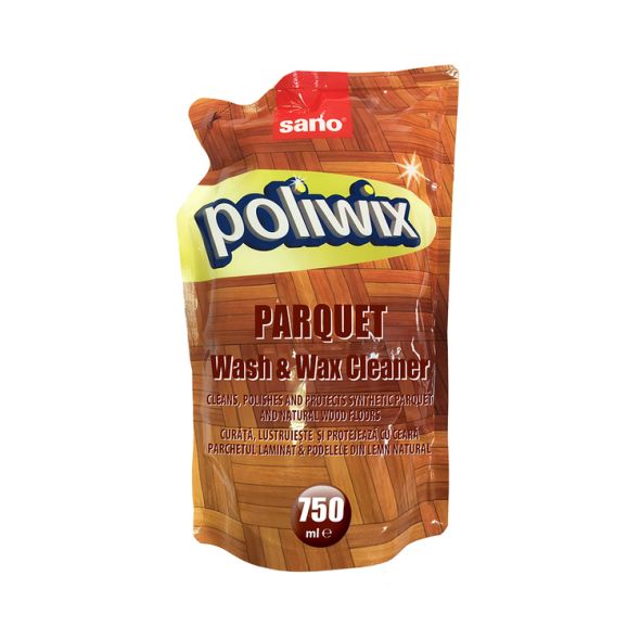 Rezerva economica detergent pentru parchet cu ceara naturala tip refill, 750 ml, Sano Poliwix