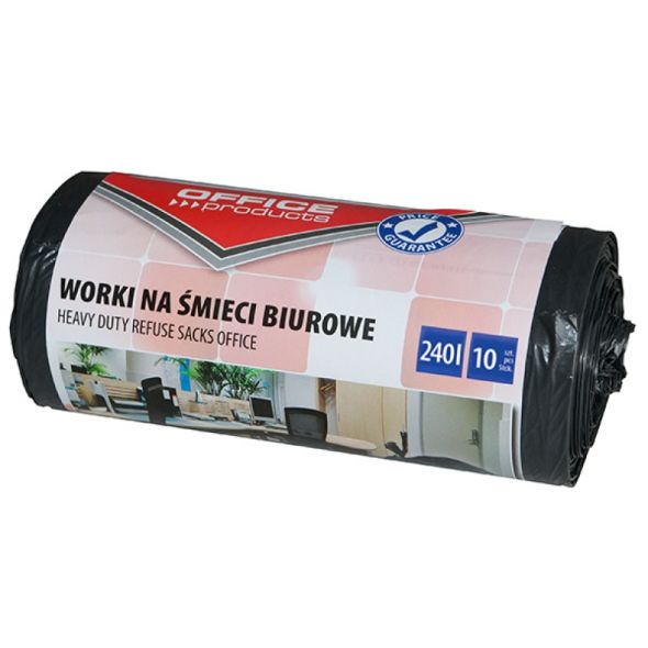 Saci menaj rezistenti 240L, 90 x 140cm, 30 microni, 10buc/rola, Office Products - negri