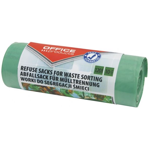 Saci menaj super rezistenti 120L, 10buc/rola, Office Products - verzi - pt. sticla