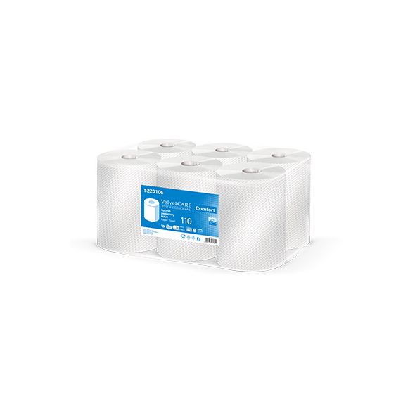 Rola prosop hartie alba, 2 straturi, 478 portii, 110m, 6role/bax, VELVET