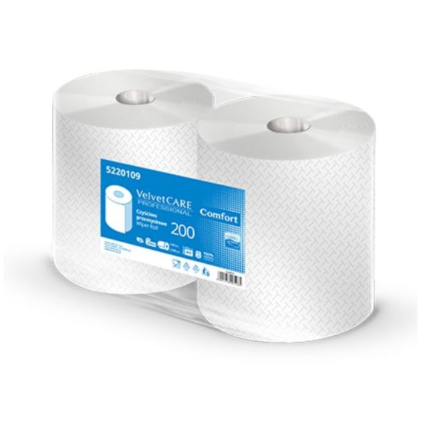 Rola prosop hartie alba, 2 straturi, 800portii, 200m, 2role/set, uz industrial, VELVET Professional