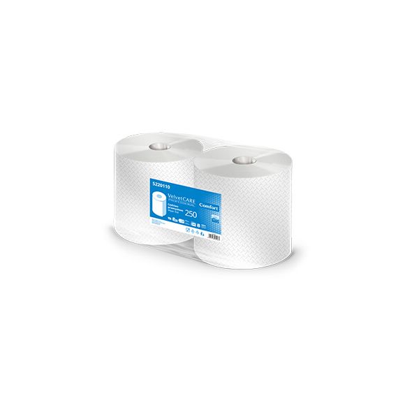 Rola prosop hartie alba, 2 straturi, 1000portii, 250m, 2role/set, uz industrial, VELVET Professional